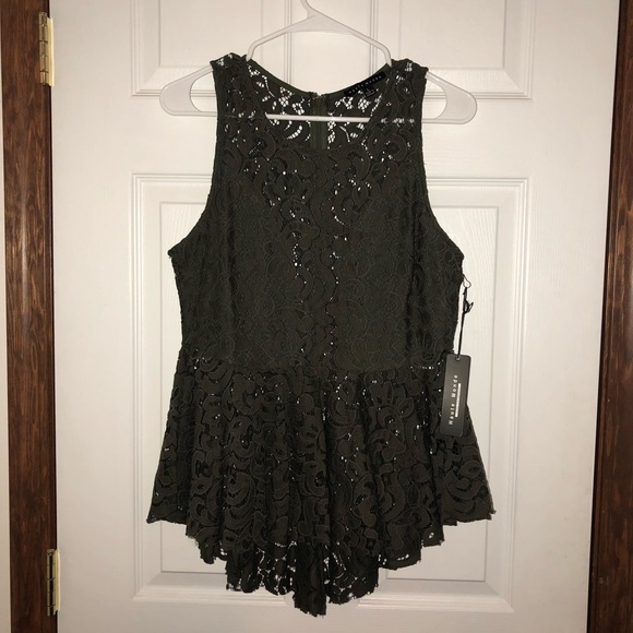 Haute Monde Tops - Lace Peplum TankTop